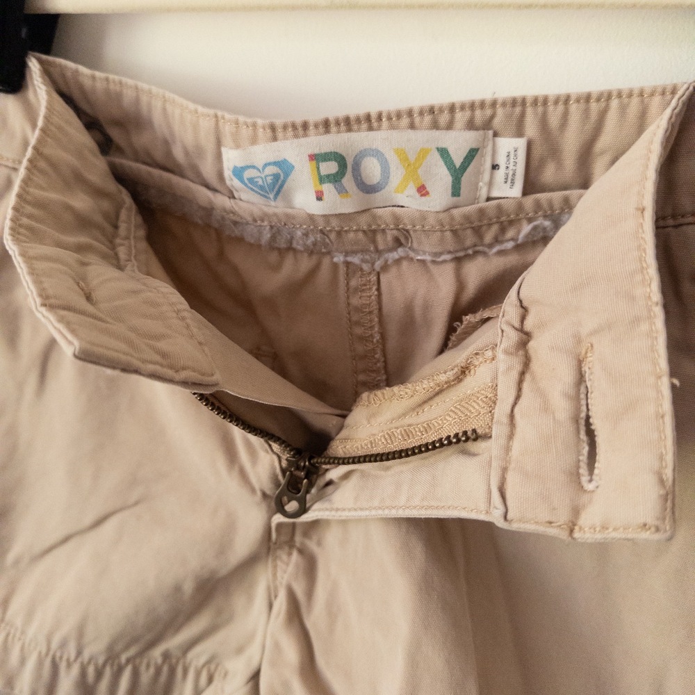 Y2K Low Rise Micro Short Roxy Tan Womens S Khaki Surf Skate 2.5” Inseam Beach - Picture 4 of 9